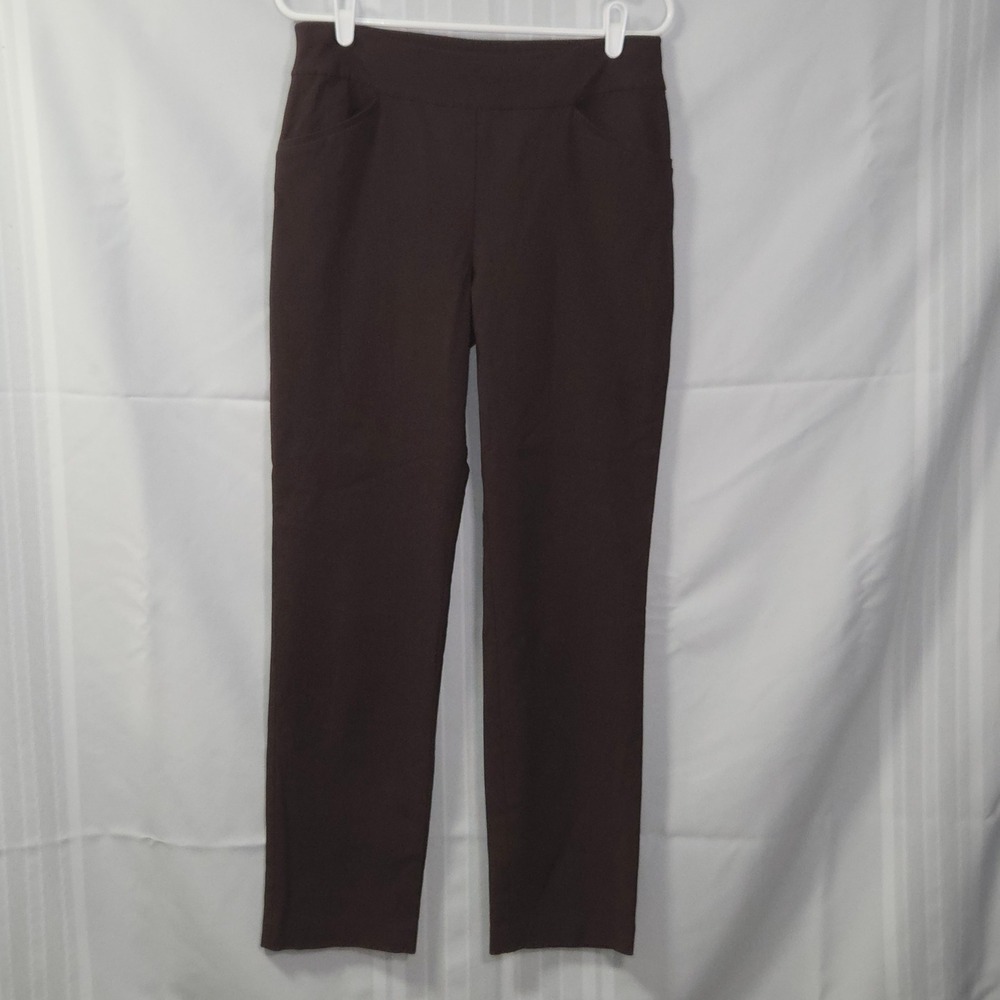 Talbots Pants Womens 10 Brown Pull On Straight Leg Stretch Rayon Blend Casual